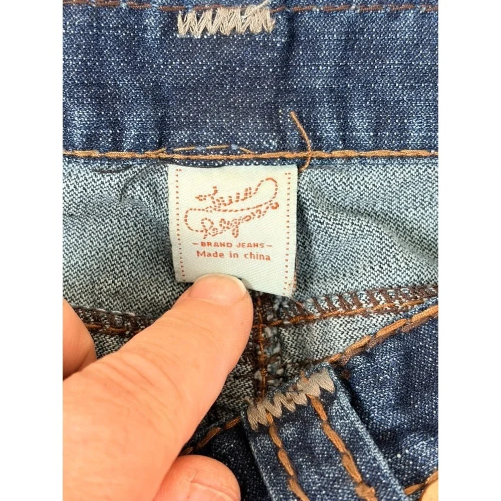 NWT True Religion Men's Blue Denim Cut Off Shorts Dark Wash Mid Rise‎ Baggy 36